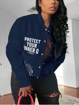 Autumn and Winter Fashion Casual Iron-On Print Jacket