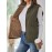 Elegant Women's Quilted Puffer Vest - Stand Collar, Button Front, Long Sleeve, Lightweight Polyester for Fall/Winter, Olive Green with Zip-Up Chest Pocket