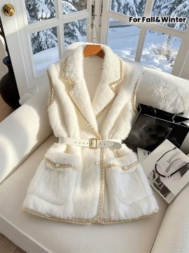 Autumn and Winter Sleeveless Tweed Jacket