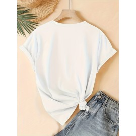 3pcs set Spider & Spider Web print t-shirt, short sleeve crew neck casual top for summer & spring, Women's clothing