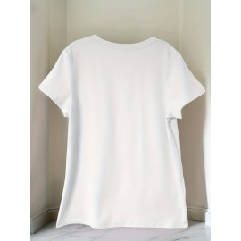 Women'S Casual Sushi Print T-Shirt - Short Sleeve Crew Neck, Vibrant Japanese Food Design, Machine Washable, Perfect for Spring/Summer Outings & Beach Vacations, Beachwear Tshirt | Playful Print Top | Machine Washable Top, Sushi Tshirt