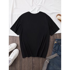 [Pink Cat Tshirt] Bright Pink Women's Cat Lover Graphic T-Shirt | Short Sleeve Crew Neck Casual Top with 