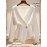 Women's White V-Neck Adjustable Belted Cardigan with Golden Buckle Detail - Soft Long Sleeve Elegant Casual Layering Pullover for Spring and Autumn, Fashionable Weekend Wear