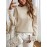 Women's Elegant Beige Sweater - Soft Long Sleeve Pullover for Everyday, Office, Party - Machine Washable Chic Sweater, All-Season Women's Clothing, Office Wear, Sophisticated Design, Comfortable Material, Stylish Top, Office Attire